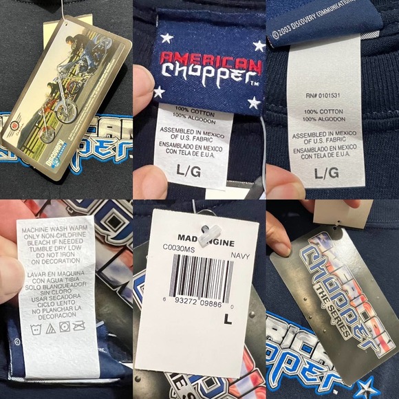 American Chopper Navy Jet Bike Mad Engine Tee Shirt LG NWT - Picture 7 of 7